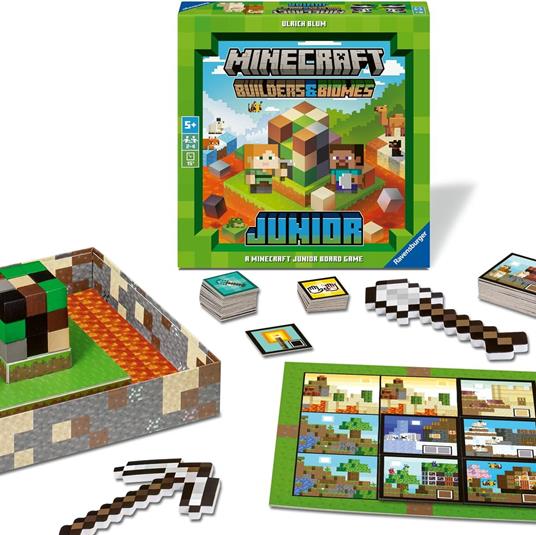 Ravensburger - Minecraft Builders & Biomes Junior, Gioco cooperativo per Bambini di 5+ Anni 2-4 Persone, Versione Italiana