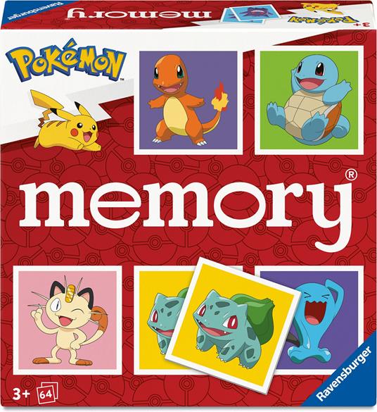 Ravensburger 24853 memory® Pokémon -  gioco di memoria con 32 coppie di carte, per 2-8 fan dei Pokémon dai 3 anni in su
