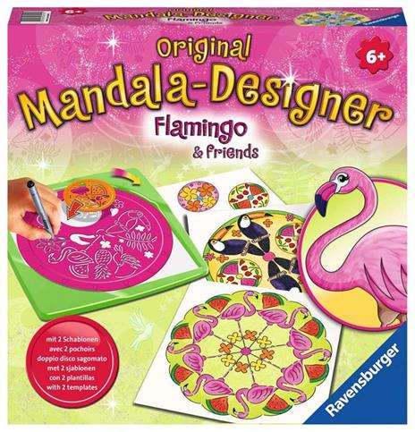 Ravensburger - Mandala Designer Midi, Flamingo & Friends, Gioco Creativo per Disegnare, Bambini 6+ Anni