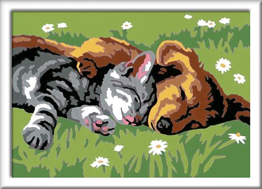 Ravensburger - CreArt Serie E: Cane e Gatto Dolce Sonno, Kit per Dipingere con i Numeri, - 2
