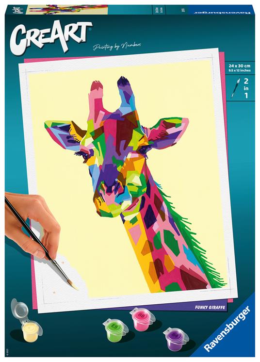 Ravensburger - CreArt Giraffa, Kit per Dipingere con i Numeri, Contiene  Tavola Prestampata 24x30 cm, Pennello - Ravensburger - Creart - Pittura -  Giocattoli