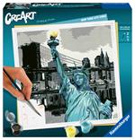Ravensburger - CreArt New York, Kit per Dipingere con i Numeri, Contiene Tavola Prestampata 20x20 cm, Pennello