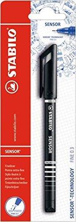 Fineliner con punta ammortizzata - STABILO SENSOR F - Tratto Fine (0,3 mm) - Pack da 1 - Nero