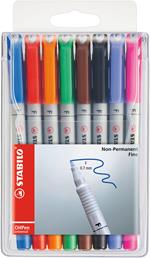 Marcatore - STABILO OHPen universal Cancellabile - Tratto Fine (0,7 mm) - Astuccio da 8 - Colori assortiti