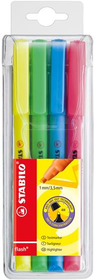 Evidenziatore - STABILO flash - Astuccio da 4 - Colori assortiti