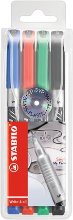 Marcatore - STABILO Write-4-all - Tratto Superfine (0,4 mm) - Astuccio da 4 - Colori assortiti