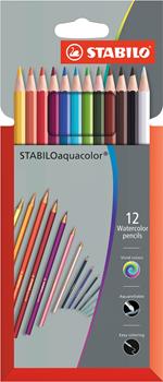 Matita colorata acquarellabile - STABILOaquacolor - Astuccio in cartone da 12 Grey Design - Colori assortiti