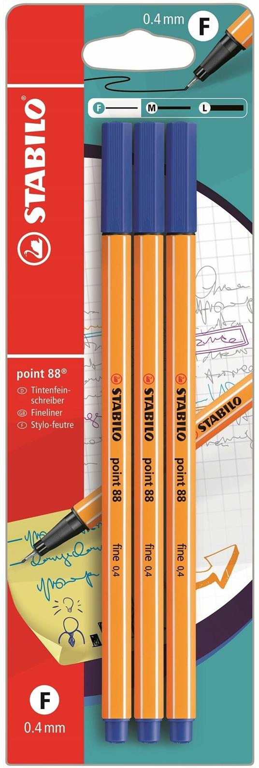 Fineliner - STABILO point 88 - Pack da 3 - Blu