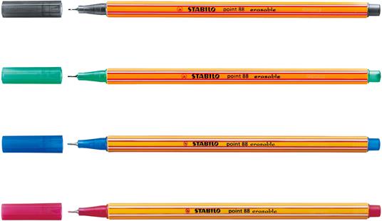 Fineliner - STABILO point 88 - Astuccio da 10 - con 2 point88 colorkilla e 2 point 88 cancellabile - 3