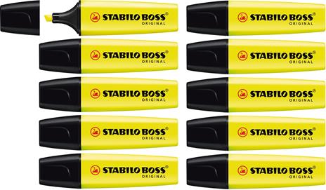 Evidenziatore - STABILO BOSS ORIGINAL - Confezione da 10 - Giallo