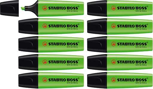Cartoleria Evidenziatore - STABILO BOSS ORIGINAL - Confezione da 10 - Verde STABILO