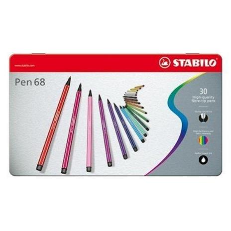 Pennarello Premium - STABILO Pen 68 - Scatola in Metallo da 30 - Colori assortiti - 3