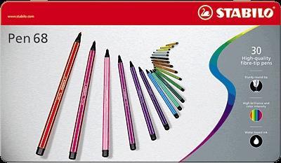 Pennarello Premium - STABILO Pen 68 - Scatola in Metallo da 30 - Colori assortiti - 7