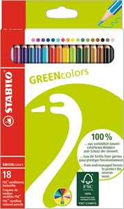 Cartoleria Matita colorata Ecosostenibile - STABILO GREENcolors - Astuccio da 18 - Colori assortiti STABILO