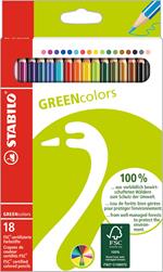 Matita colorata Ecosostenibile - STABILO GREENcolors - Astuccio da 18 - Colori assortiti