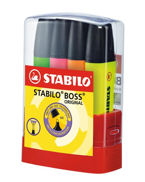 Evidenziatore - STABILO BOSS ORIGINAL - BOSS Parade Astuccio da 4 - Colori assortiti