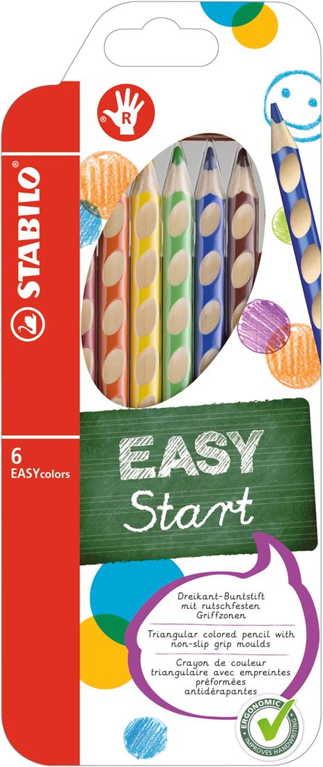 Matita colorata Ergonomica - STABILO EASYcolors - per Destrimani - Astuccio da 6 - Colori assortiti