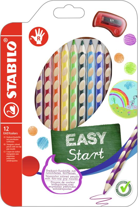 Matita colorata Ergonomica - STABILO EASYcolors - per Destrimani - Astuccio da 12 - Colori assortiti