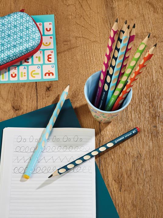 Matita Ergonomica triangolare - STABILO EASYgraph per Destrimani in Petrolio - Gradazione HB - 4