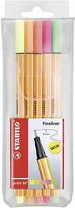 Cartoleria Fineliner - STABILO point 88 NEON - Astuccio da 5 - Colori NEON assortiti STABILO