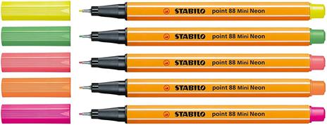 Fineliner - STABILO point 88 Mini - Astuccio da 5 - Colori NEON - 3