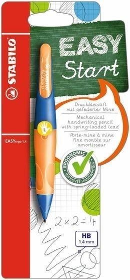 Matita a scatto Ergonomica - STABILO EASYergo 1.4 in Blu/Arancione per Mancini - con 3 mine 1.4 mm gradazione HB