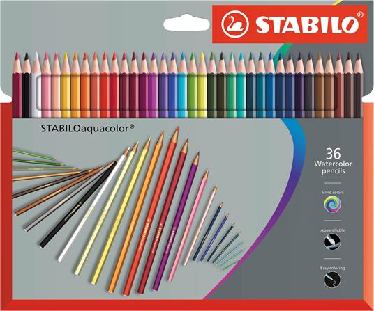 Matita colorata acquarellabile - STABILOaquacolor - Astuccio da 36 Grey  Design - Colori assortiti - STABILO - Cartoleria e scuola