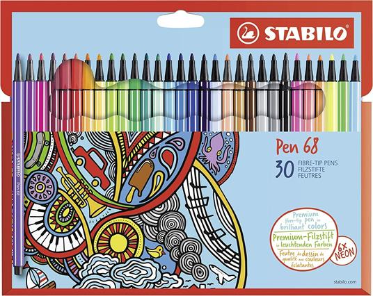 Pennarello Premium - STABILO Pen 68 - Astuccio in Cartone da 30 - Colori assortiti - 2