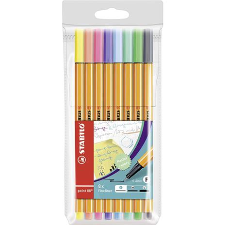 Fineliner - STABILO point 88 Pastel - Astuccio da 8 - Colori pastello assortiti