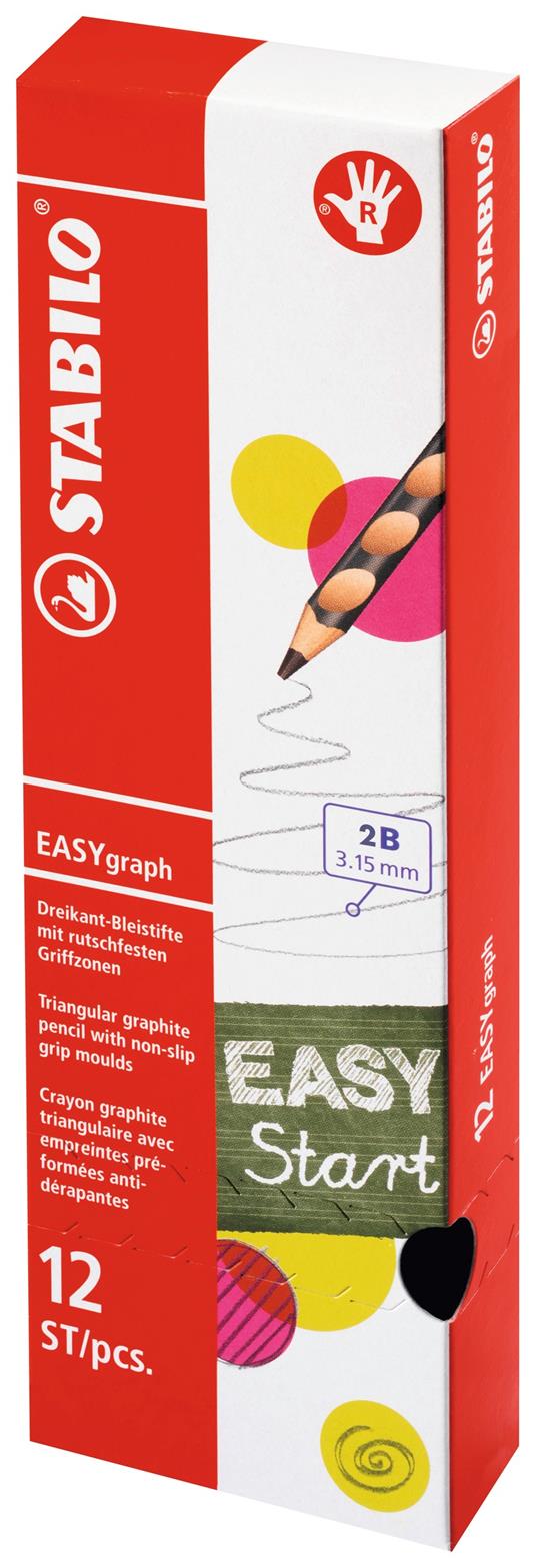 Matita Ergonomica triangolare - STABILO EASYgraph per Destrimani in Petrolio - Confezione da 12 - Gradazione 2B - 8