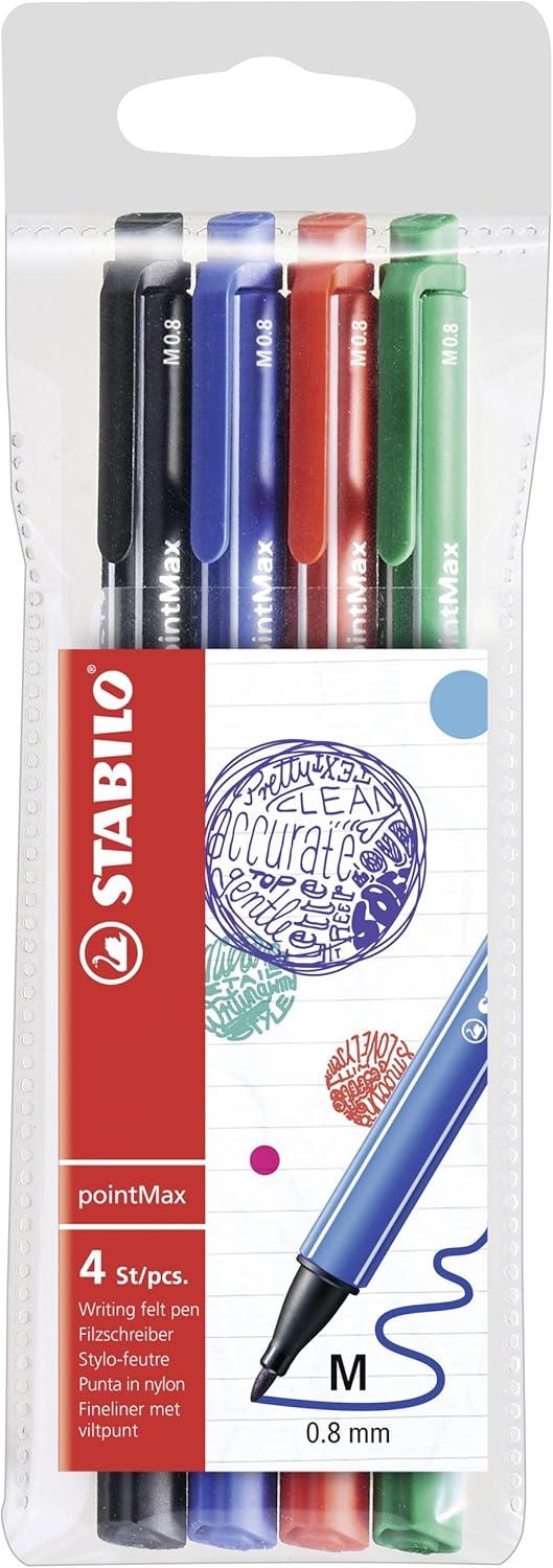 Fineliner Premium - STABILO pointMax - Astuccio da 4 Office - Colori assortiti - 2