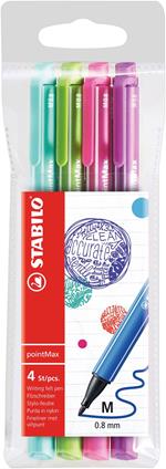 Fineliner Premium - STABILO pointMax - Astuccio da 4 Spring - Colori assortiti