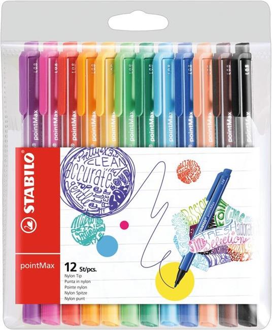 Fineliner Premium - STABILO pointMax - Astuccio da 12 - Colori assortiti - 2