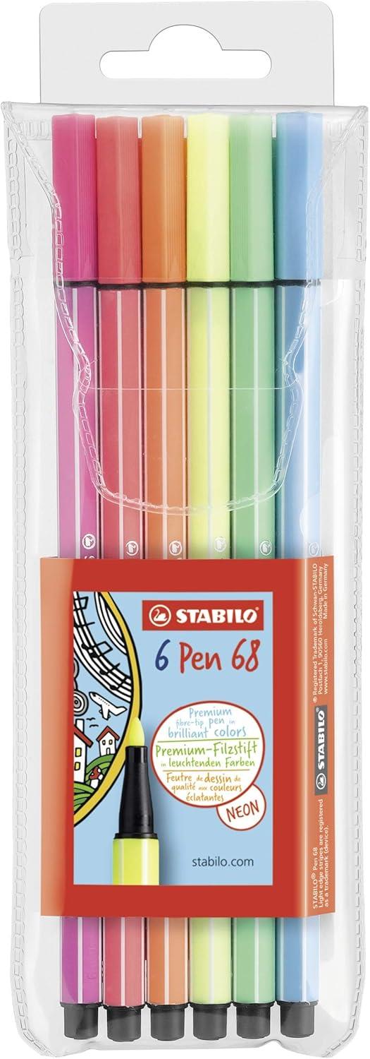 Pennarello Premium - STABILO Pen 68 Pastel - Astuccio da 8 - Colori assortiti - 5