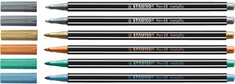 Pennarello Premium Metallizzato - STABILO Pen 68 metallic - Scatola in Metallo da 6 - con 5 colori assoriti - 3