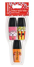 Cartoleria Evidenziatore STABILO BOSS MINI Sweet Friends. Astuccio 3 colori - Rosa, Giallo, Arancione Stabilo