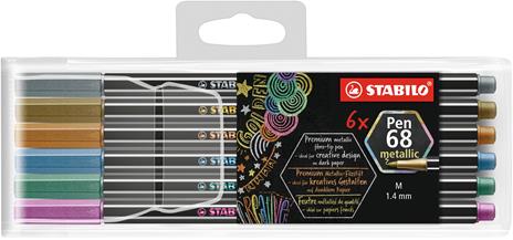Pennarello Premium Metallizzato - STABILO Pen 68 metallic - Astuccio da 6 - con 6 colori assortiti