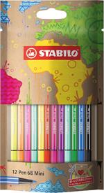 Pennarello Premium - STABILO Pen 68 Mini - #mySTABILOdesign - Pack da 12 - con 12 colori assortiti