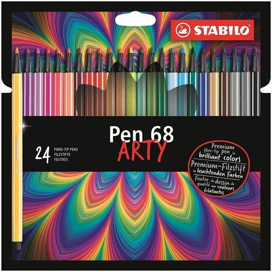 Pennarello Premium - STABILO Pen 68 - ARTY - Astuccio da 24 con appendino - 24 colori assortiti