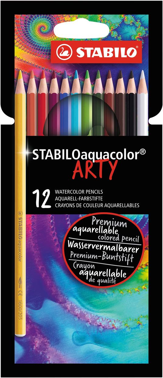 Matita colorata acquarellabile - STABILOaquacolor - ARTY - Astuccio da 12 - Colori assortiti