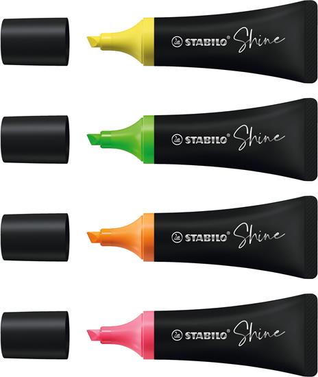 Evidenziatore  STABILO Shine - Astuccio da 4 - Giallo/Arancione/Verde/Rosa - 3