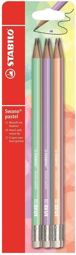 Matita in grafite STABILO Swano pastel Gradazione HB Pack da 6 Giallo/Carta da zucchero/Verde/Glicine/Rosa Pesca/Rosa