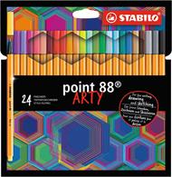 Fineliner - STABILO point 88 - ARTY - Astuccio da 24 con appendino - 24 colori assortiti