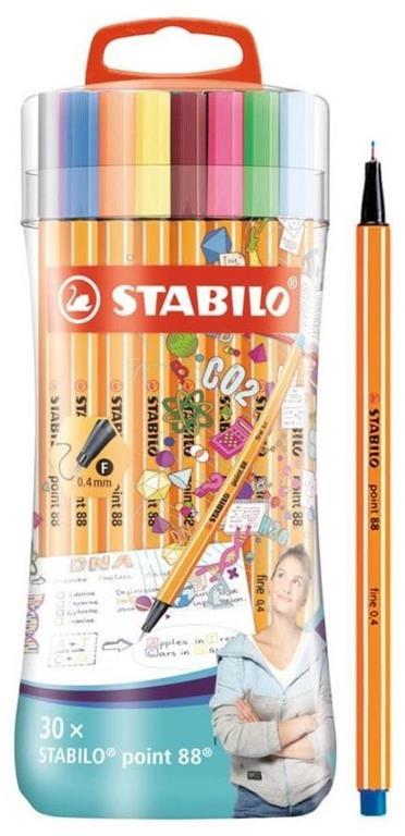 Fineliner - STABILO point 88 - Sleeve Pack - Astuccio con 30 colori assortiti - 2