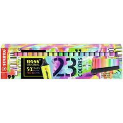 Evidenziatore - STABILO BOSS ORIGINAL Desk-Set 50 Years Edition - 23 Colori assortiti 9 Neon + 14 Pastel