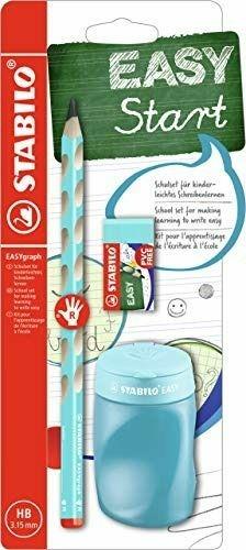 School Set - STABILO EASYgraph in Blu per Destrimani - con Gomma + Temperino