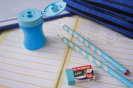 School Set - STABILO EASYgraph in Blu per Destrimani - con Gomma + Temperino - 3