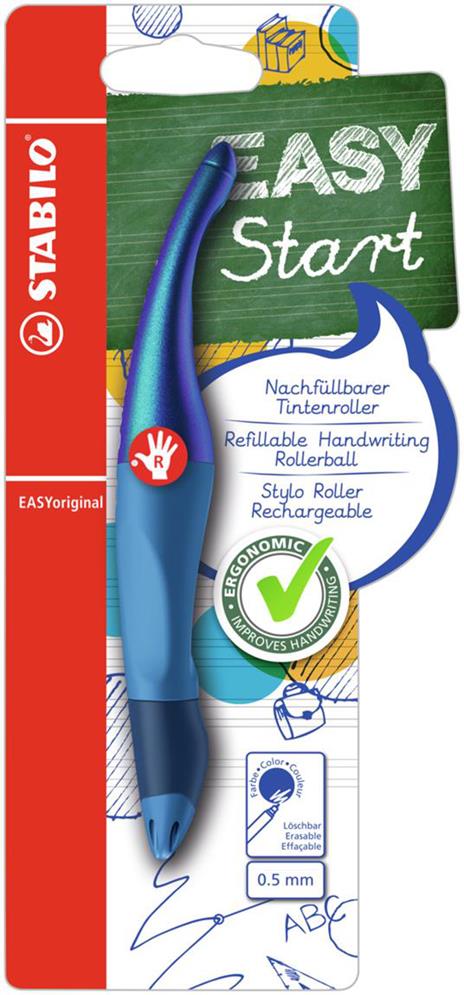 Penna roller STABILO EASYoriginal Holograph per destrimani Blu. Con 1 ricarica blu 