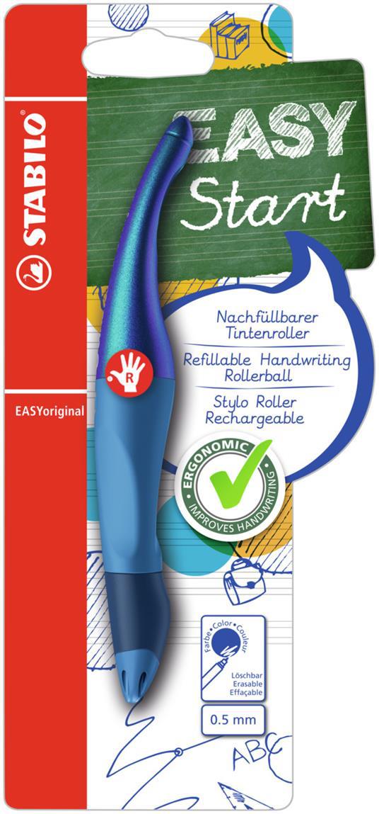 Penna roller STABILO EASYoriginal Holograph per destrimani Blu. Con 1 ricarica blu 