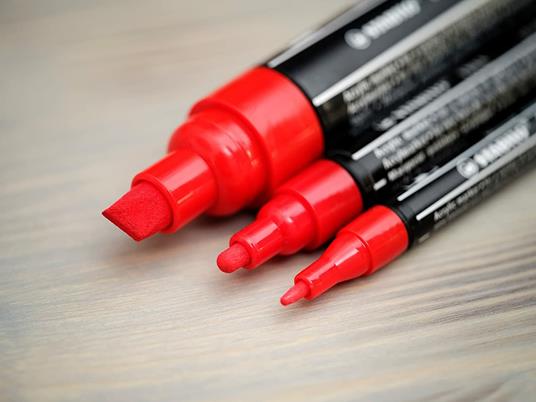 Marker acrilico - STABILO FREE Acrylic - T100 Punta rotonda 1-2mm - Confezione da 5 - Arancione - 6